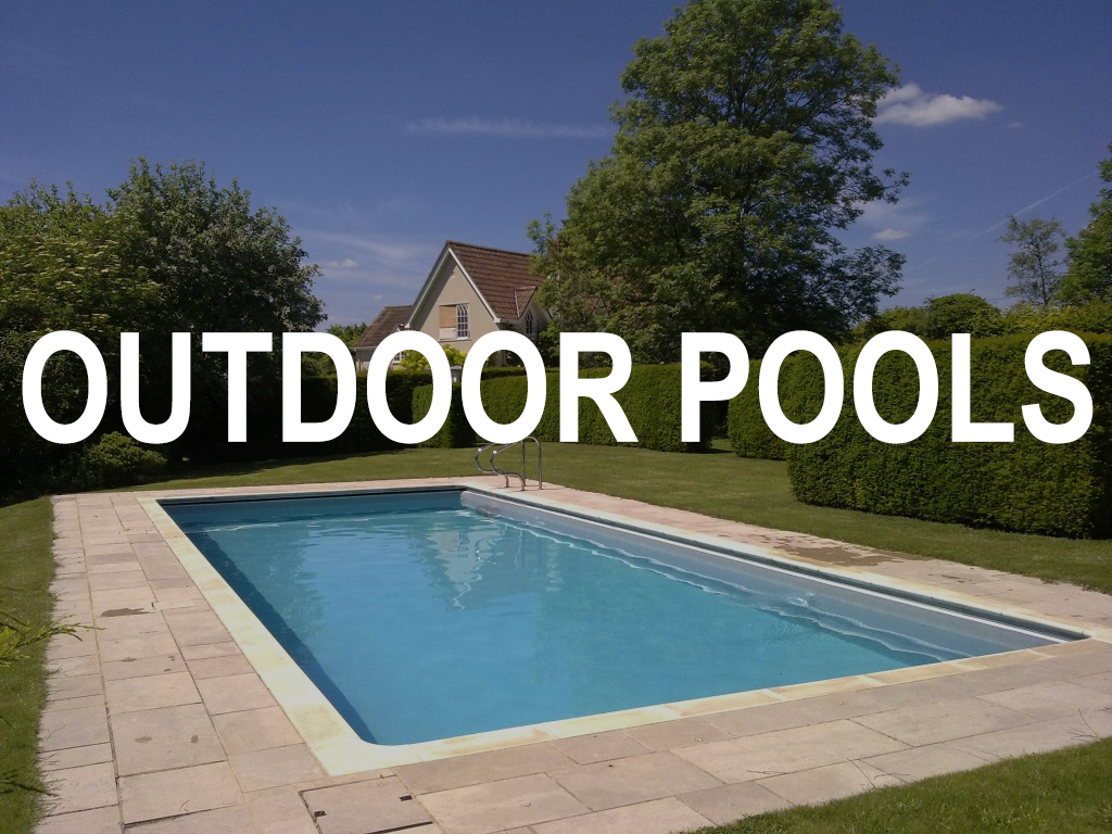 Outdoor pools cover header in garden